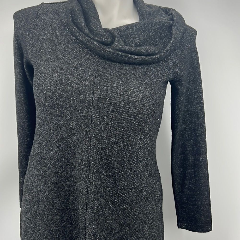 By & By long sleeve large black heather cowl neckline dress